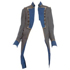 1920S Grey & Blue Wool 18Th Century Style Military Frock Coat