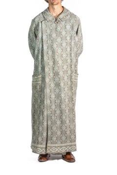 1920S Grey & Blue Wool/Cotton Men's Robe