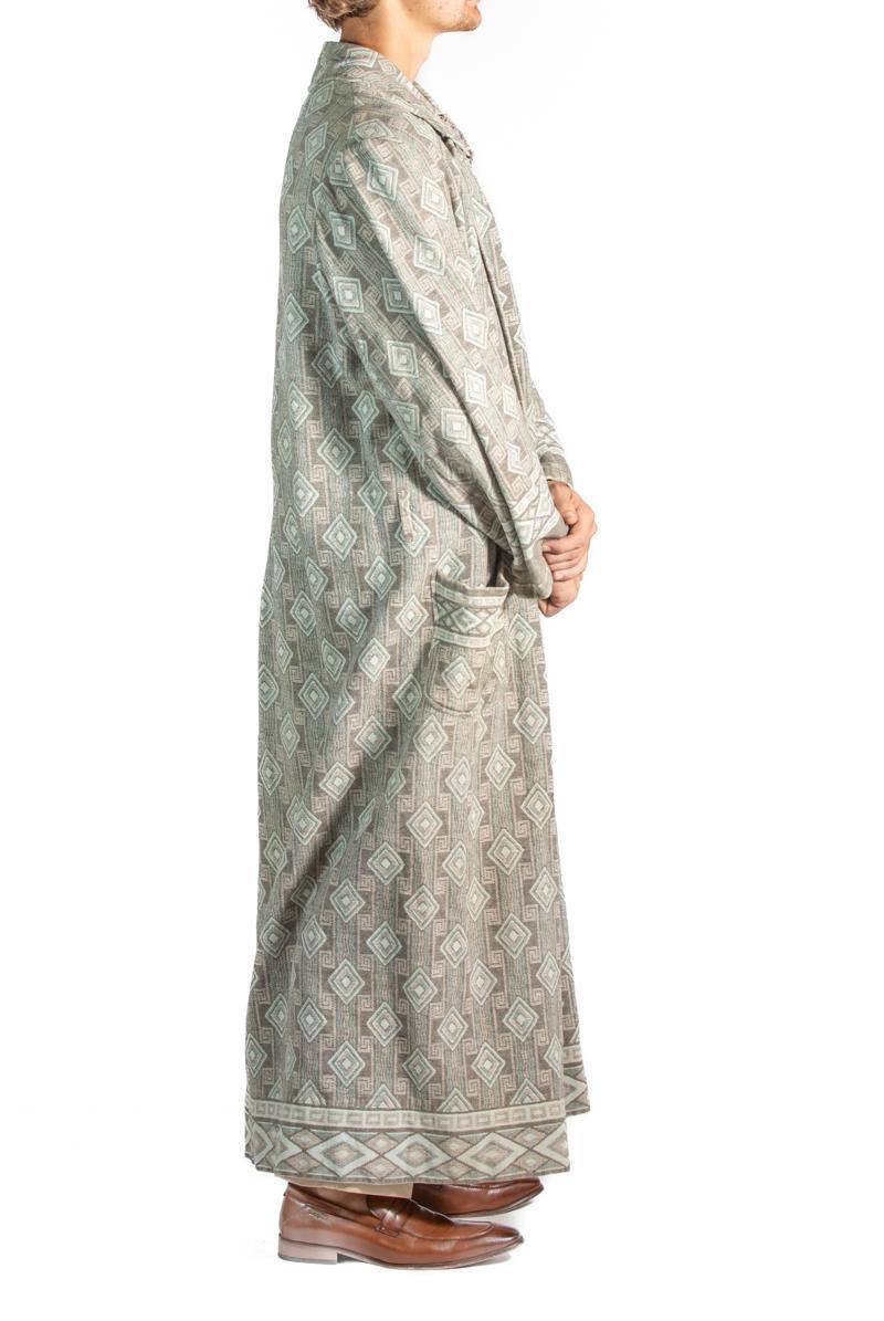 Grigio Vestaglia da uomo 1920S in lana/cotone grigio e blu in vendita