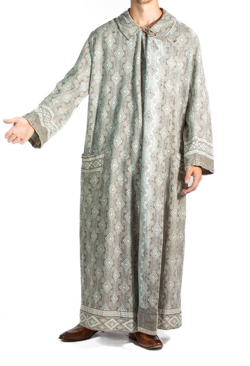 Vestaglia da uomo 1920S in lana/cotone grigio e blu In condizioni ottime in vendita a New York, NY