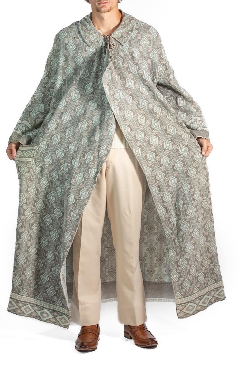 Vestaglia da uomo 1920S in lana/cotone grigio e blu in vendita 1