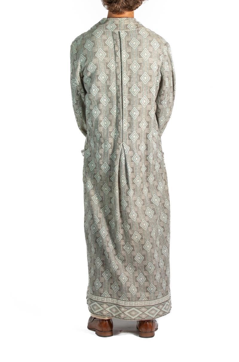Vestaglia da uomo 1920S in lana/cotone grigio e blu in vendita 2