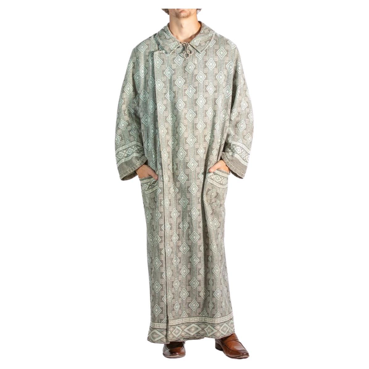 Vestaglia da uomo 1920S in lana/cotone grigio e blu in vendita