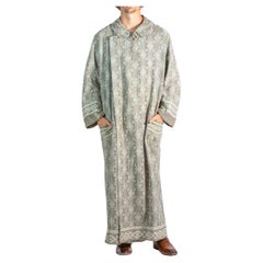 Peignoir d'homme en laine/coton gris et bleu des années 1920