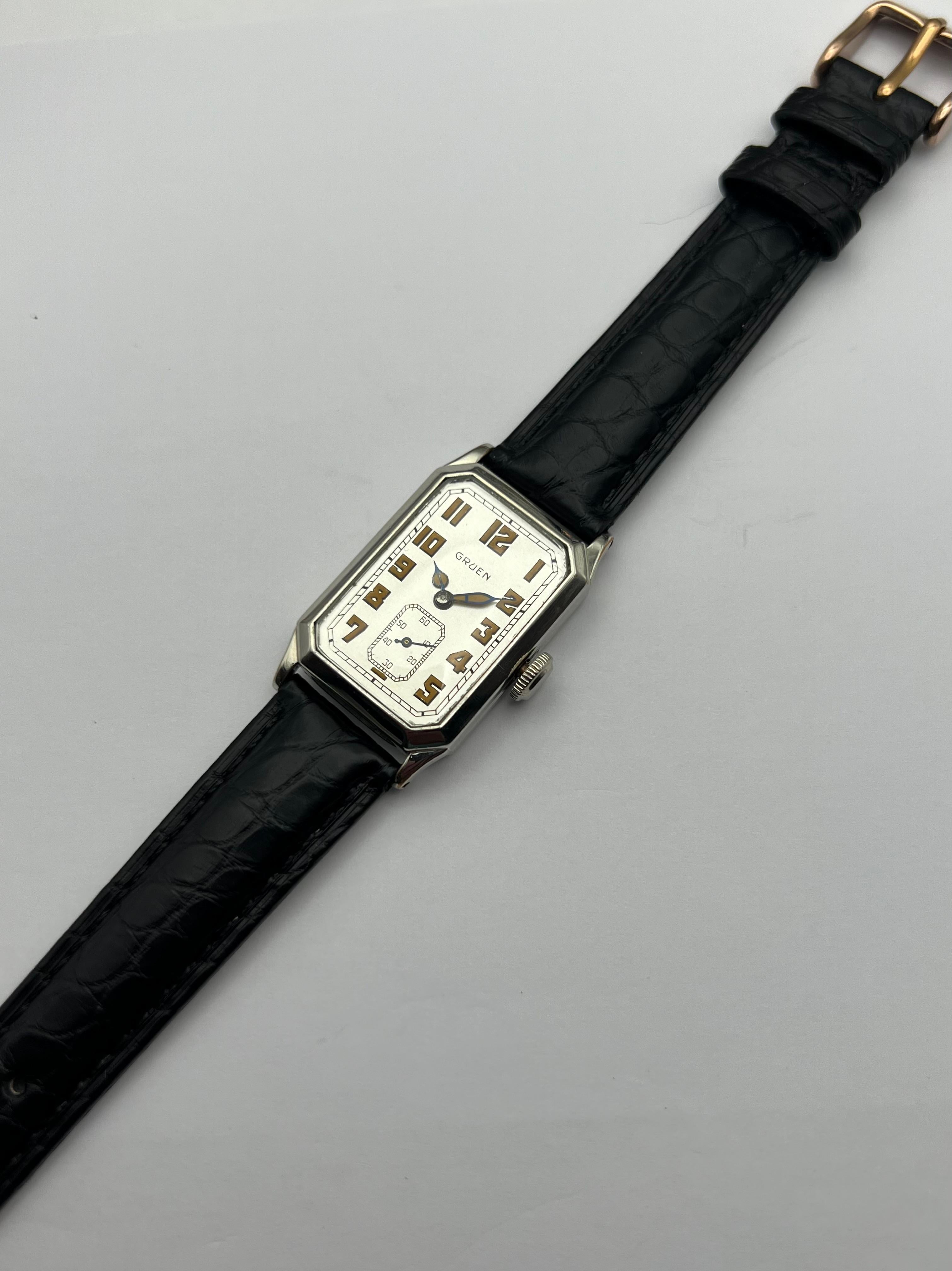 1920's Gruen Quadron 15 Jewel Restored. Beautiful Art Deco Watch 6