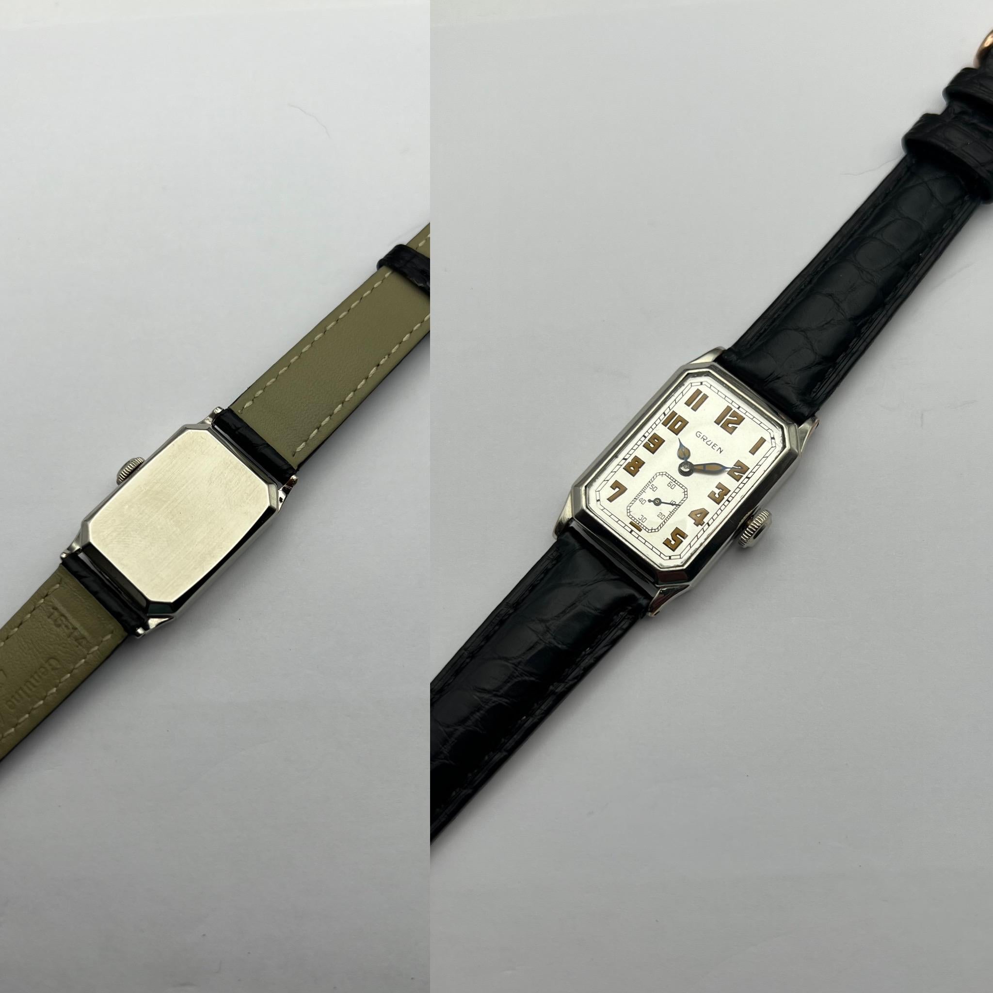 1920's Gruen Quadron 15 Jewel Restored. Beautiful Art Deco Watch 4