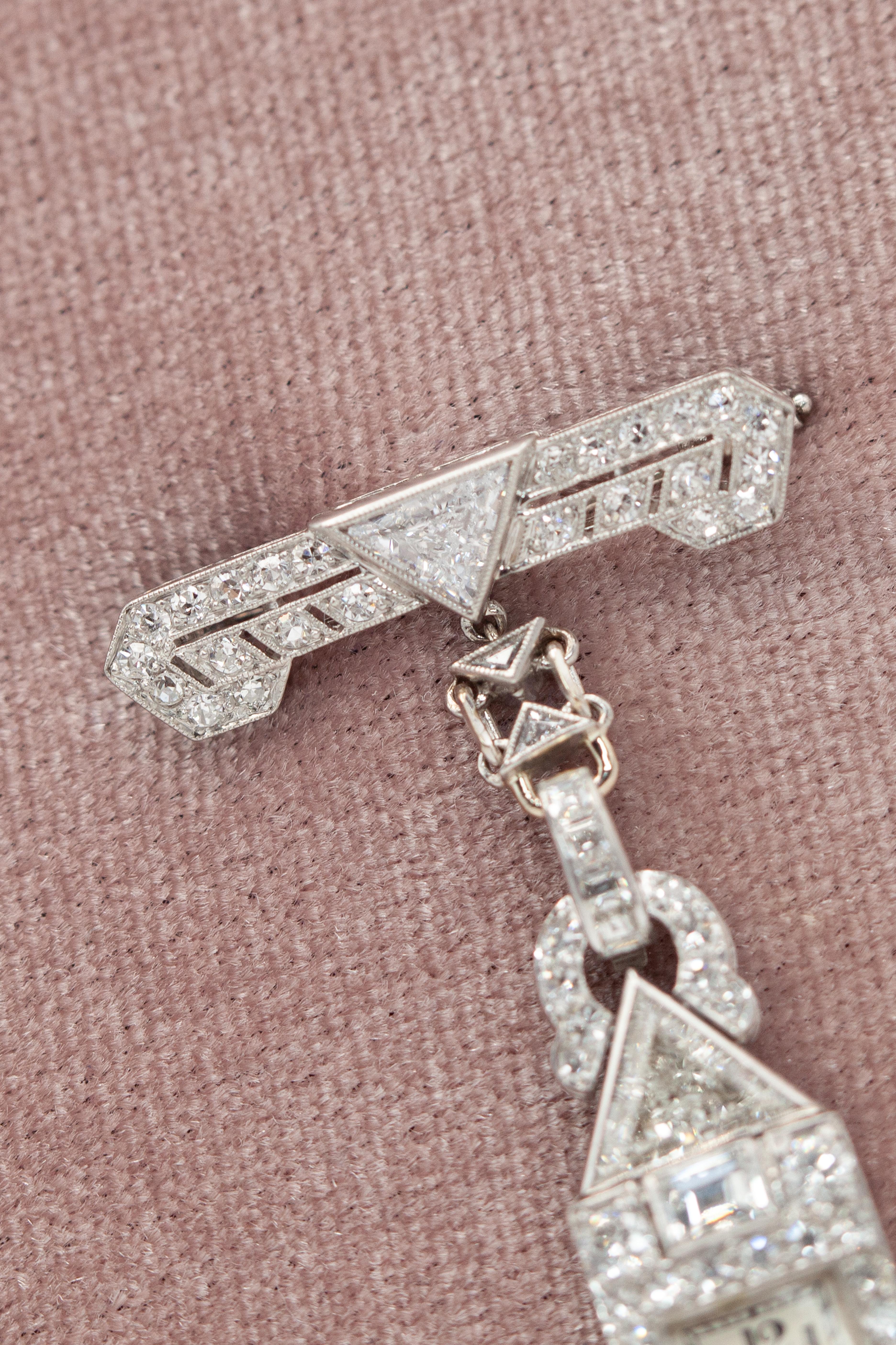 1920s Gubelin Platinum Diamond Lapel Watch 7