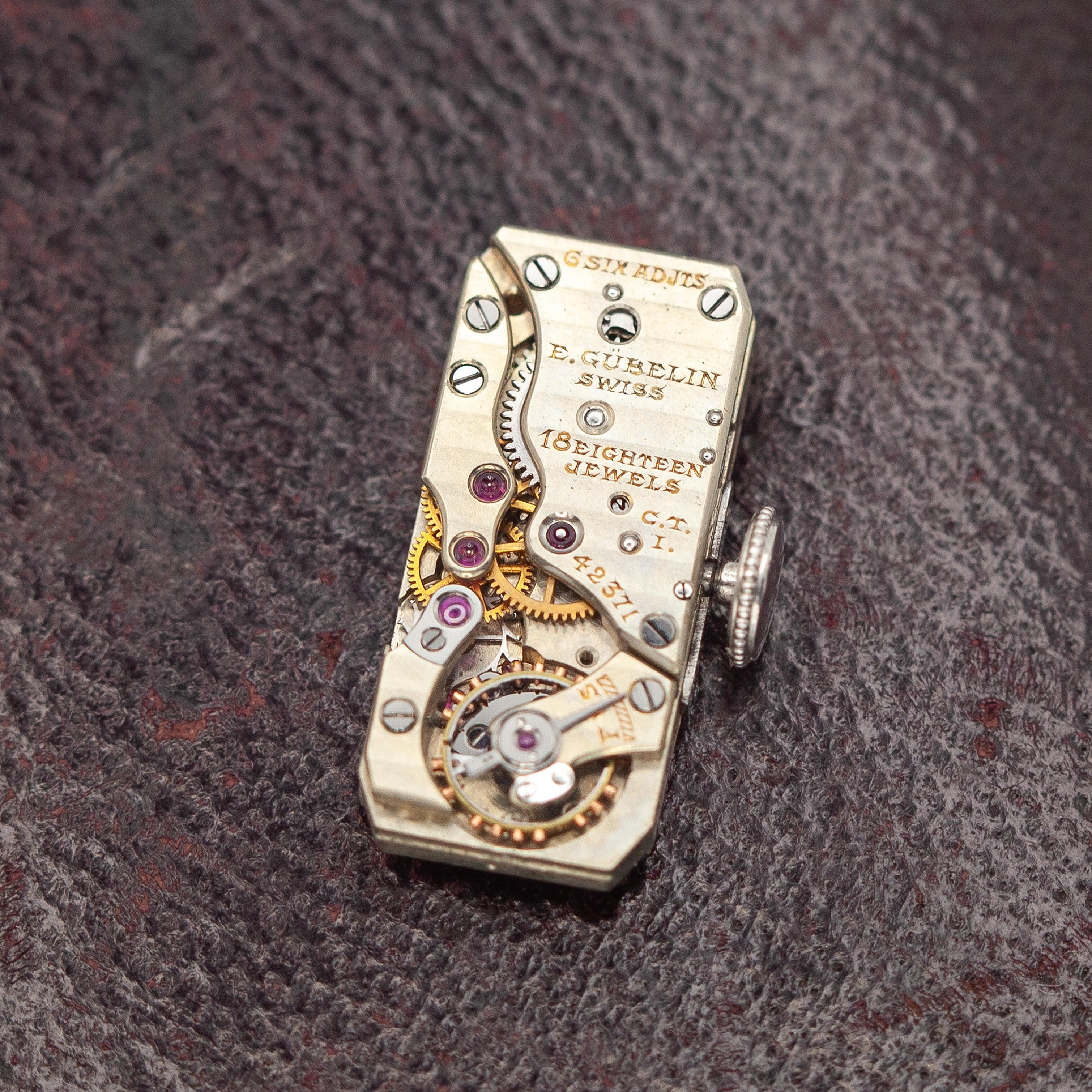 1920s Gubelin Platinum Diamond Lapel Watch 11