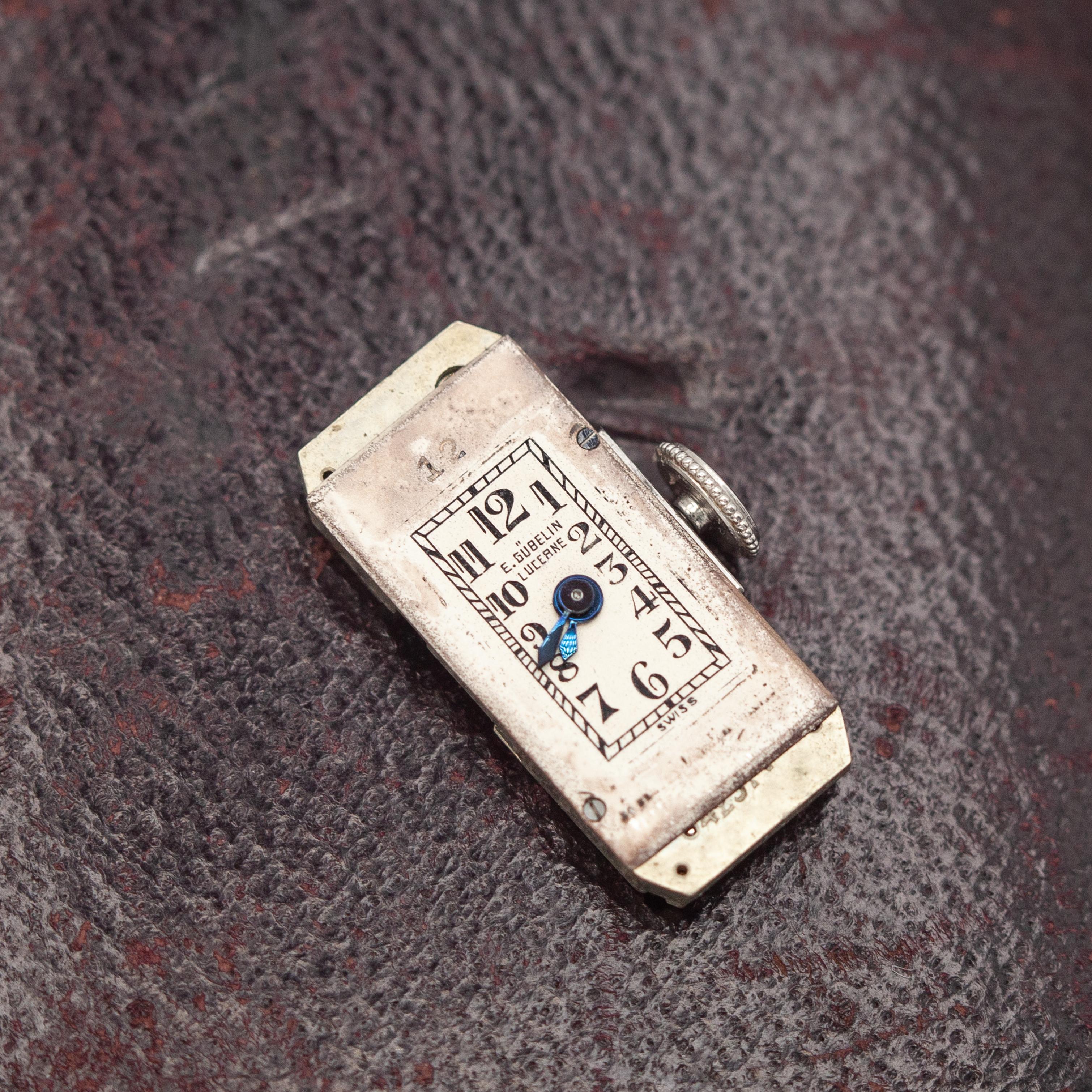 1920s Gubelin Platinum Diamond Lapel Watch 12