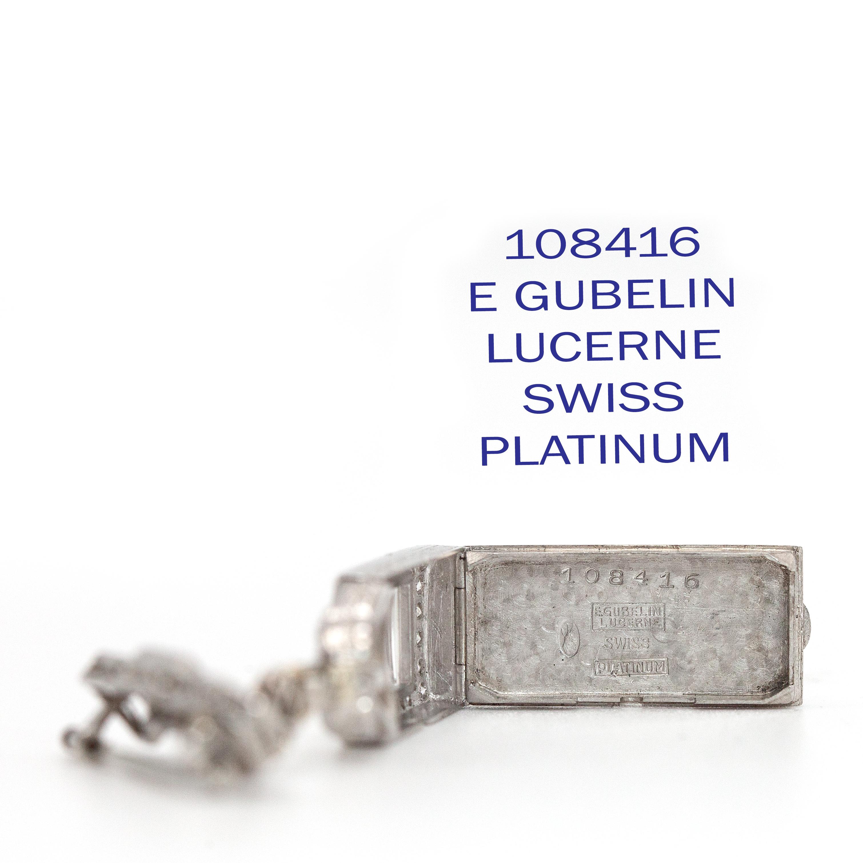 1920s Gubelin Platinum Diamond Lapel Watch 13