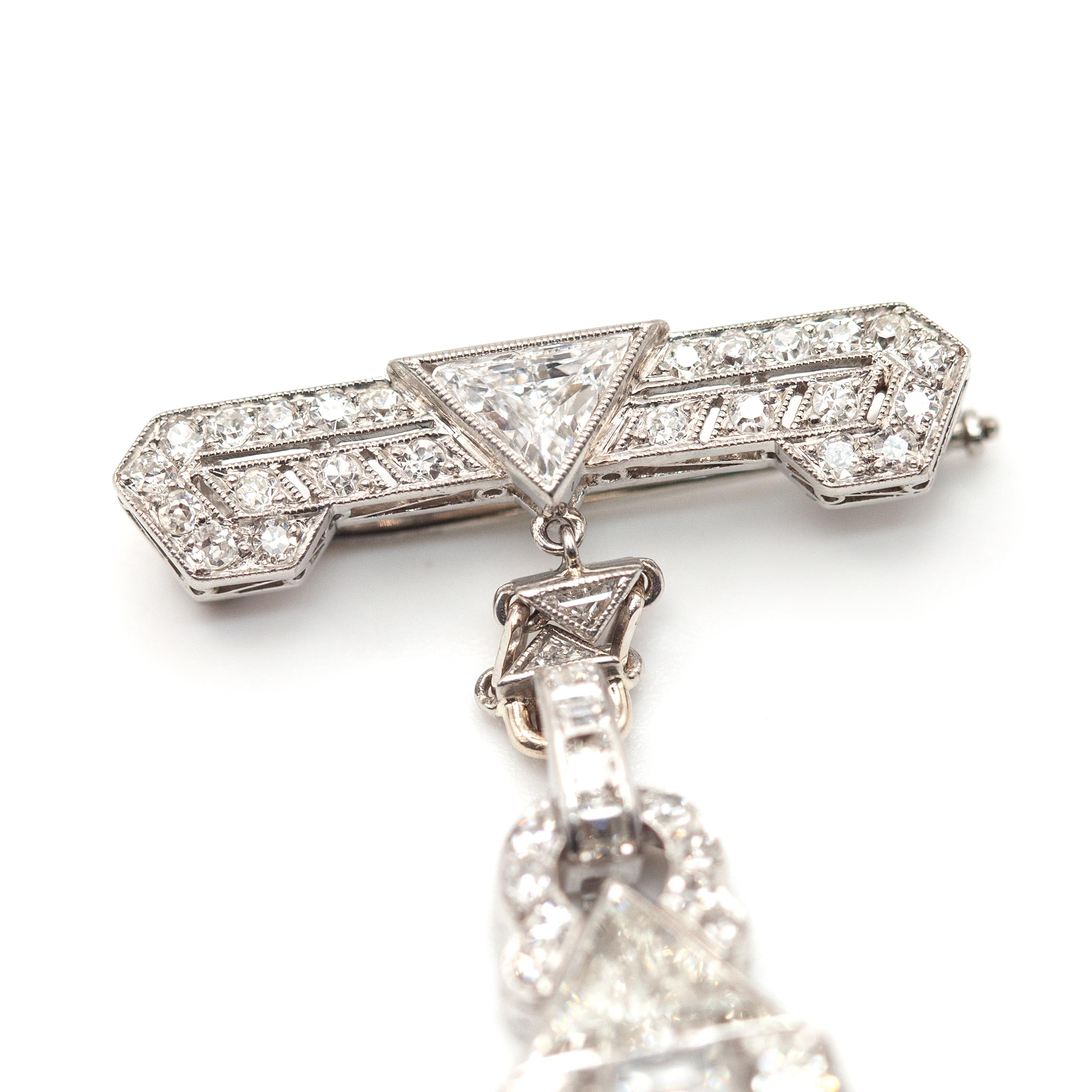 1920s Gubelin Platinum Diamond Lapel Watch In Excellent Condition In New York, NY