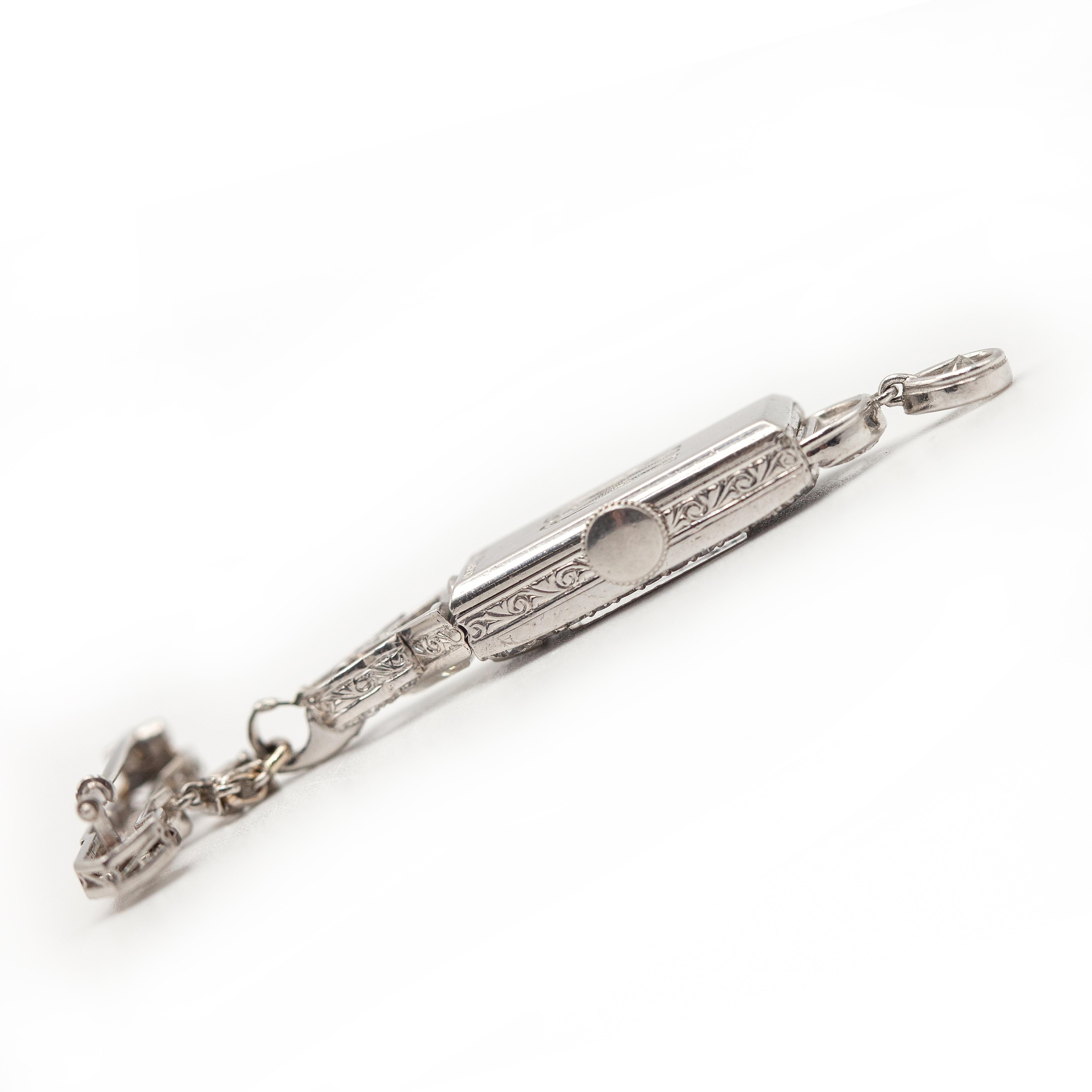 1920s Gubelin Platinum Diamond Lapel Watch 1
