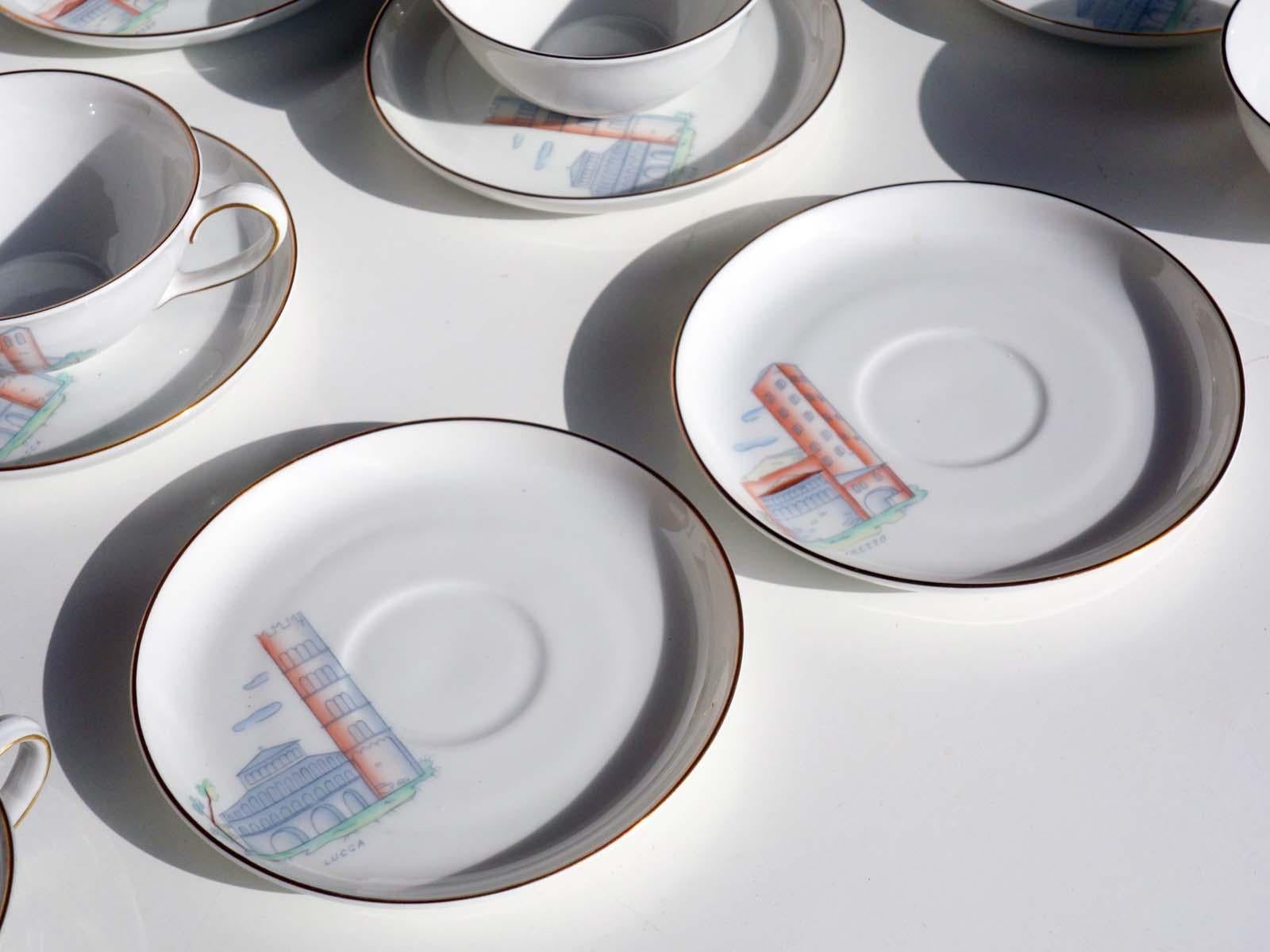 Juego de té de porcelana italiana Art Déco Guido Andlovitz Verbano, años 20 Art Decó en venta