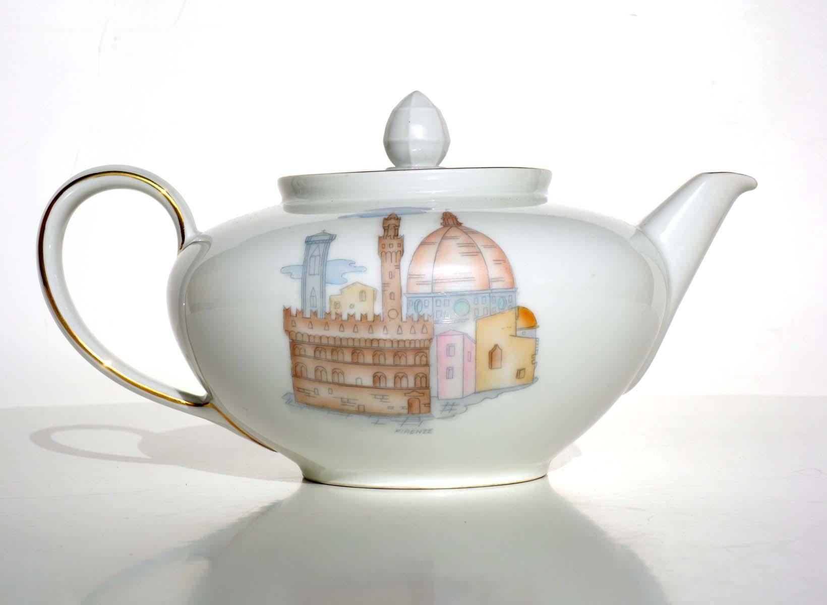 1920s Guido Andlovitz Verbano Italian Ceramic Porcelain Art Deco Tea Set In Excellent Condition For Sale In Brescia, IT