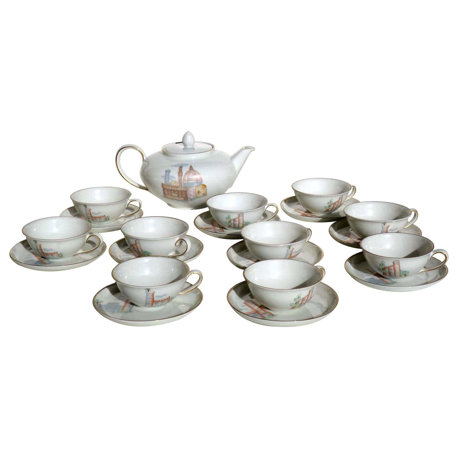 1920s Guido Andlovitz Verbano Italian Ceramic Porcelain Art Deco Tea Set