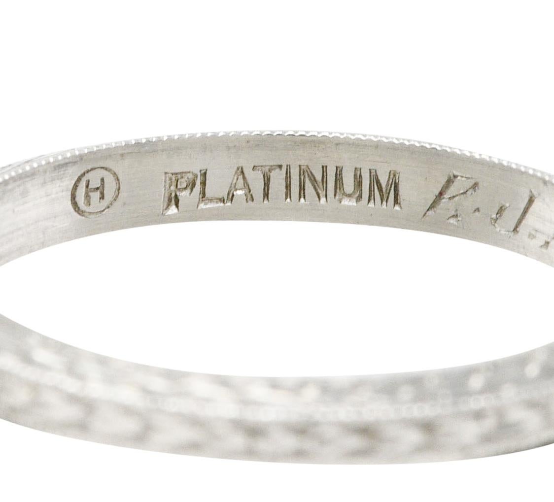 1920's H. Oppenheimer Co. Art Deco Platinum Engraved Wheat Band Ring 1