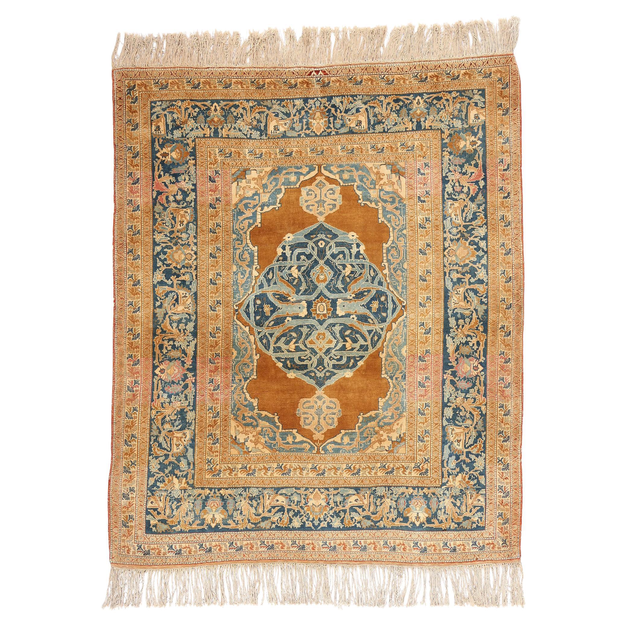 1920's Haji Jalili Antique Persian Tabriz Carpet with Traditional Style