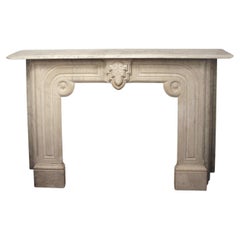 1920s Hand Carved Marble Mantel Geometric Floral Details