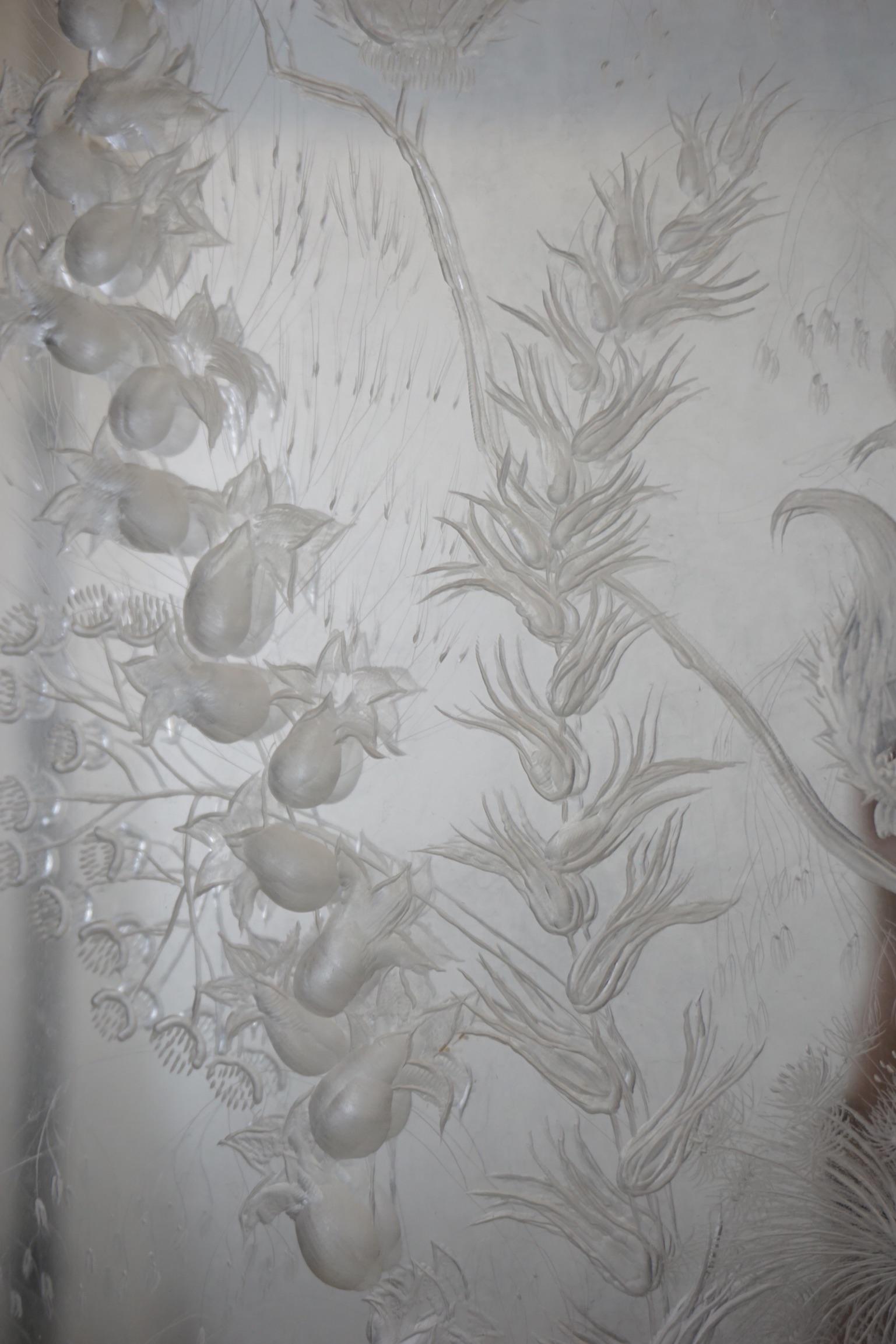 North American 1920's Hand-Etched Lucite Botanical Panel For Sale