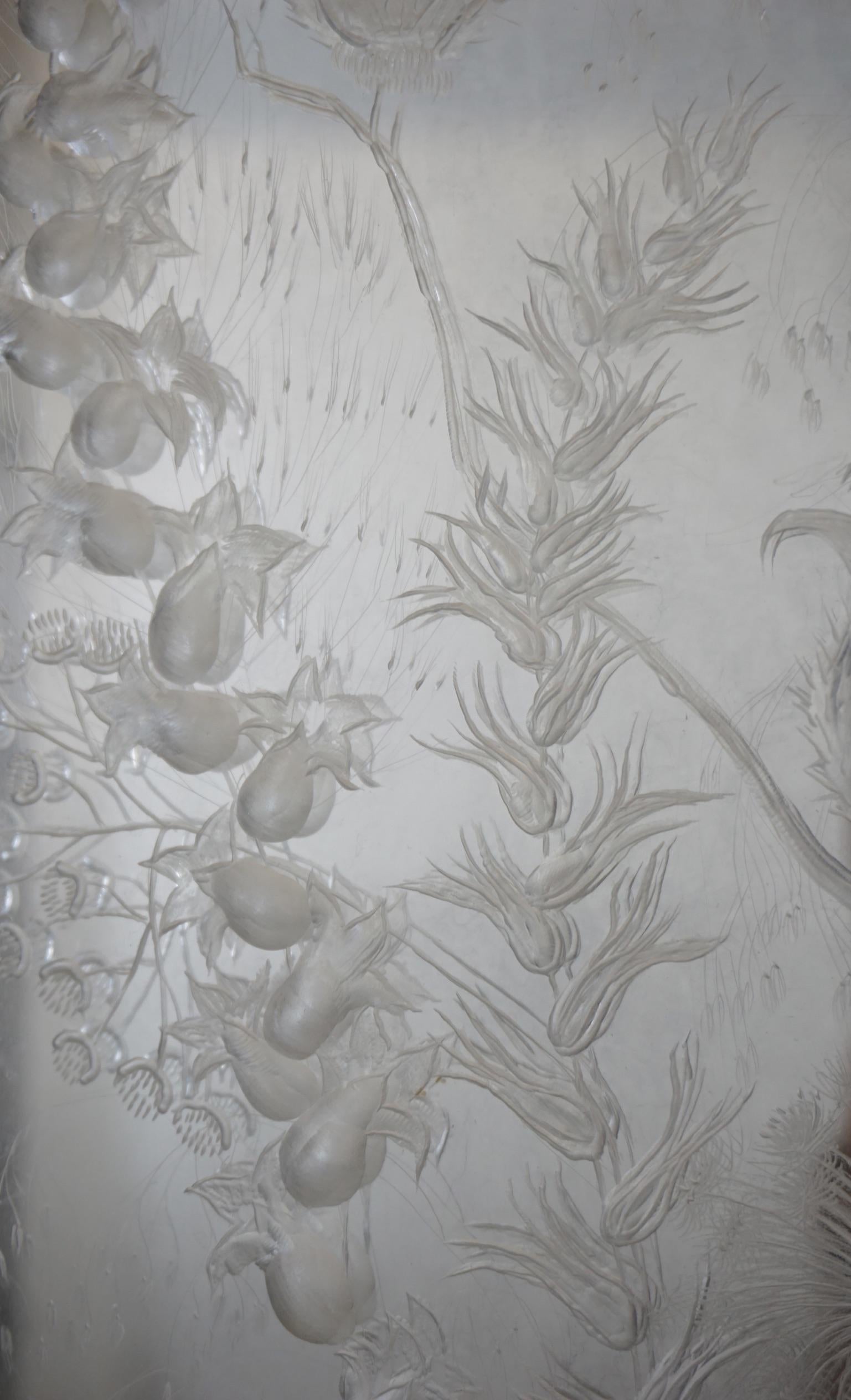 1920's Hand-Etched Lucite Botanical Panel In Excellent Condition For Sale In Dallas, TX