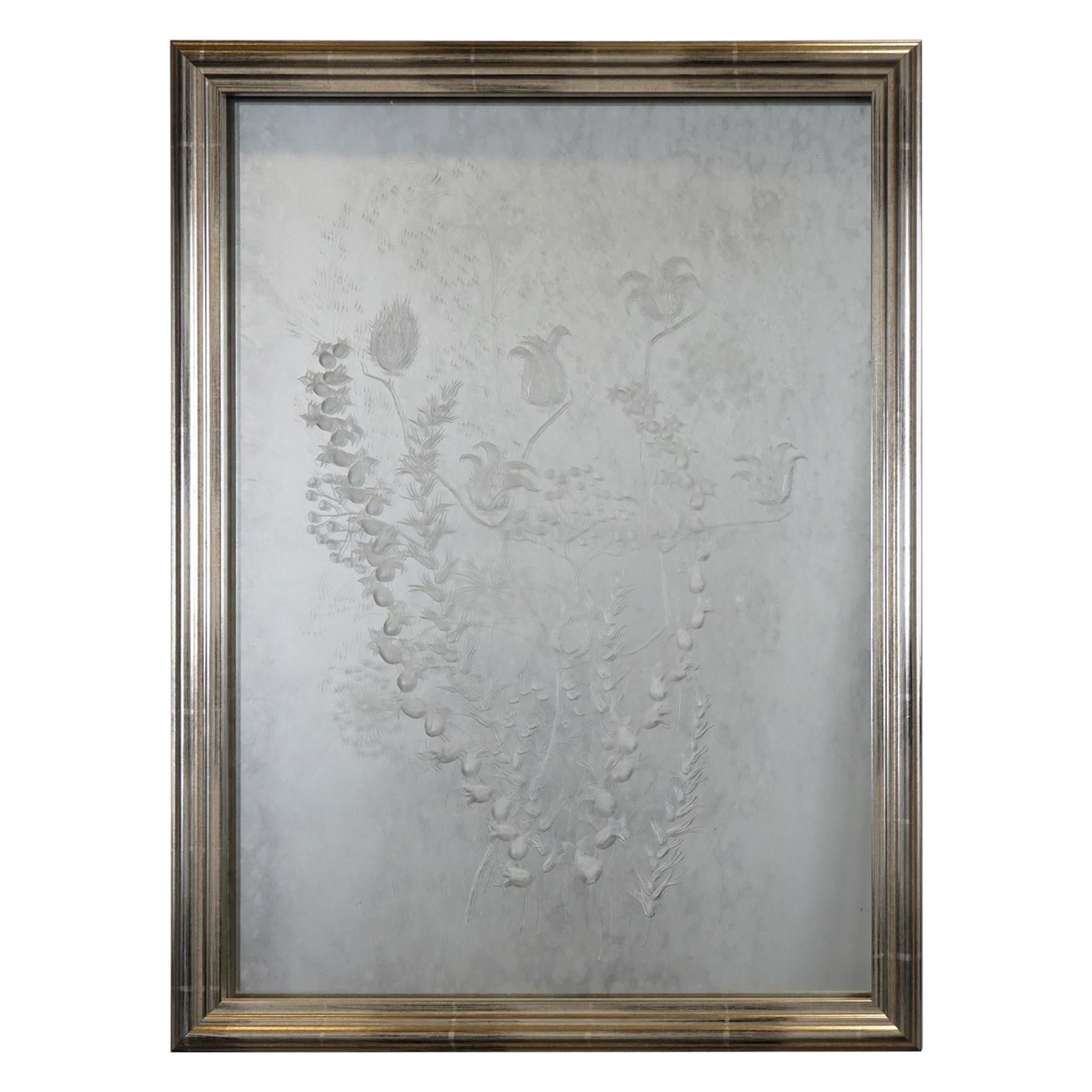 1920's Hand-Etched Lucite Botanical Panel For Sale