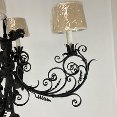 1920's Hand Forged Iron Chandelier