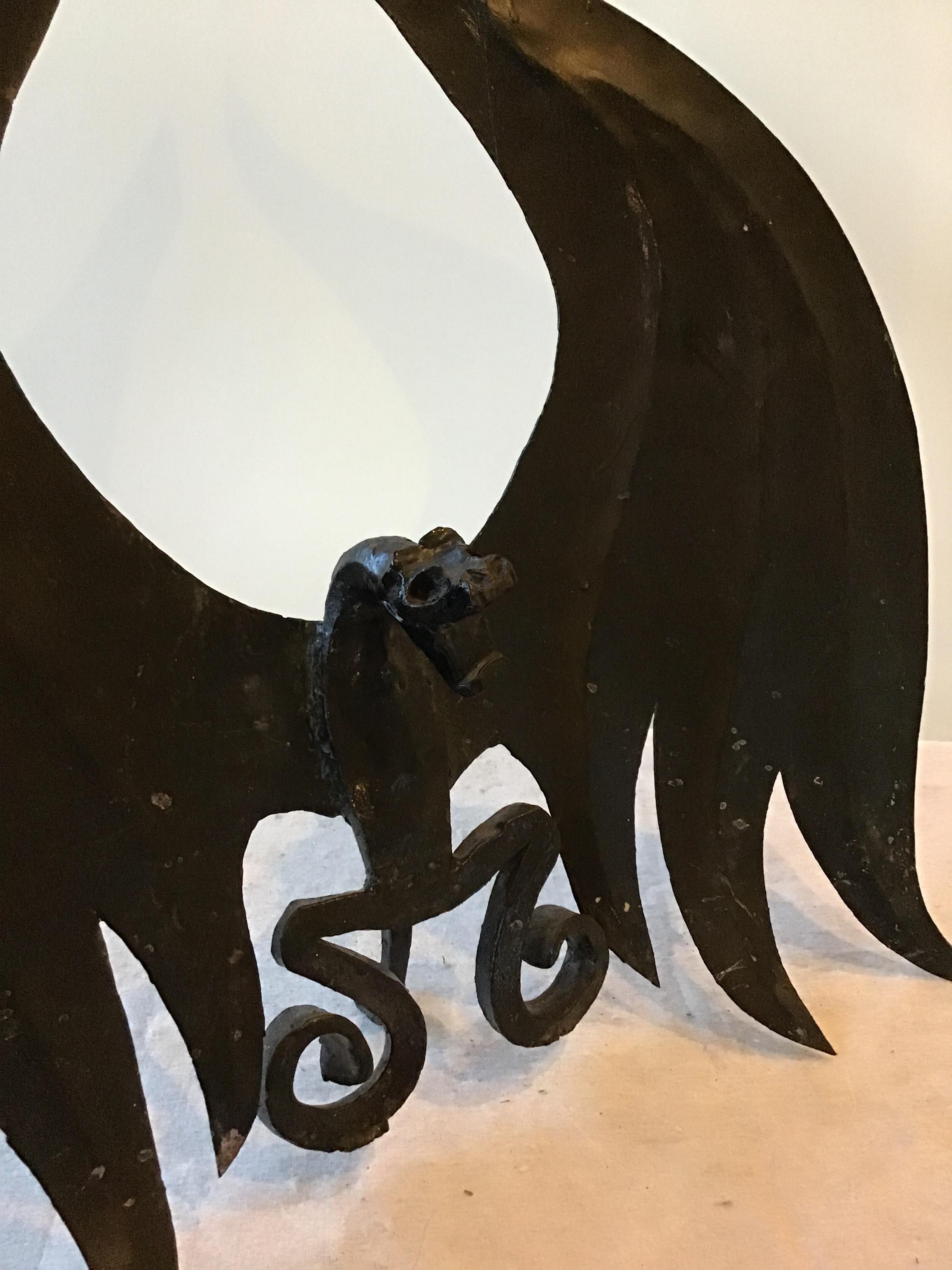 1920s Handmade Dragon Andirons For Sale 4