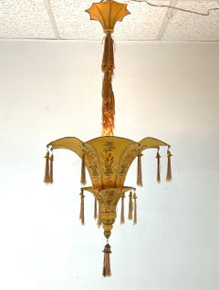 1920's Hand Painted Chinwazerie Two Tier Pagoda Chandelier
