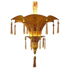 1920's Hand Painted Chinwazerie Two Tier Pagoda Chandelier