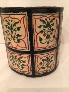 1920s Hand-Painted Wooden Waste Basket or Storage Bin