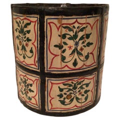 1920s Hand-Painted Wooden Waste Basket or Storage Bin