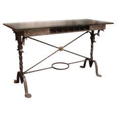 1920s Hand Wrought Iron Bank Table by Samuel Yellin