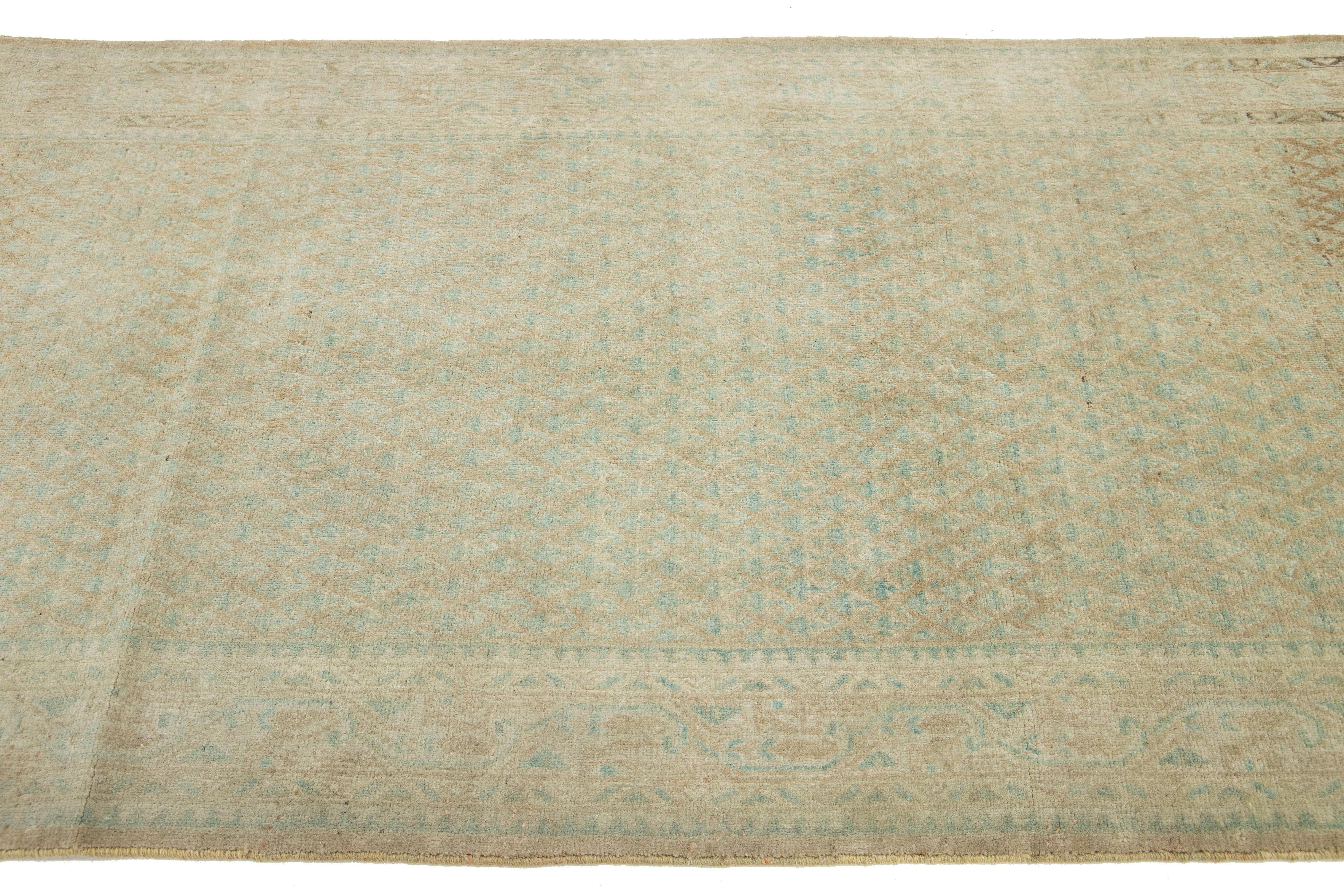 1920s Handmade Blue Antique Malayer Wool Rug With Allover Design For Sale 4