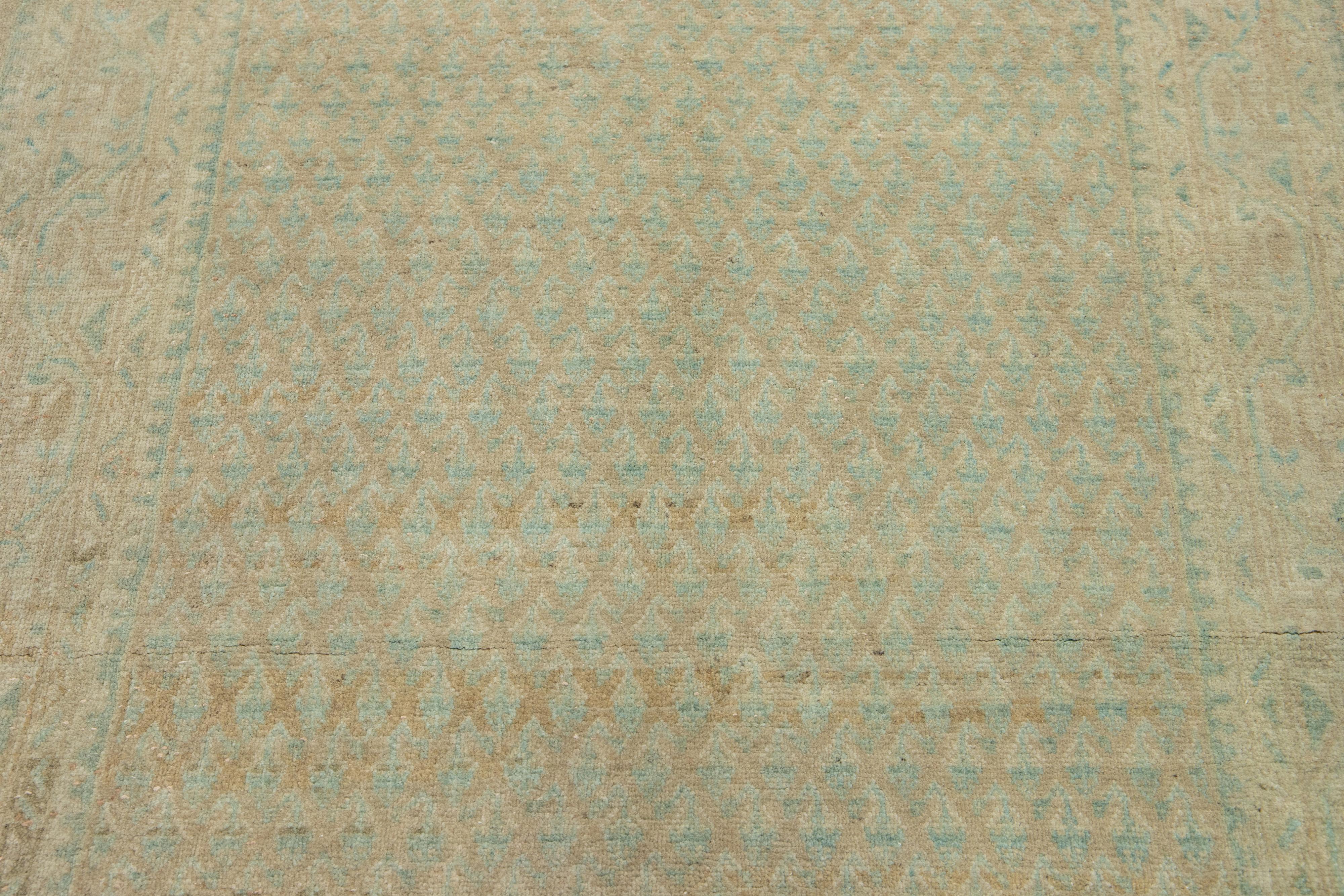 1920s Handmade Blue Antique Malayer Wool Rug With Allover Design For Sale 1