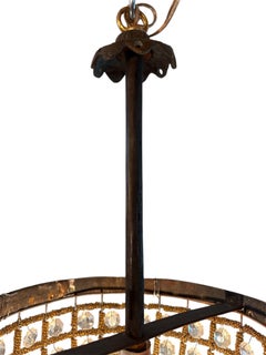 1920s Handmade Brass Beaded Wirework French Pendant