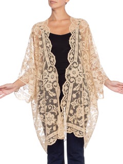 1920's Handmade Filet Lace Kimono Jacket