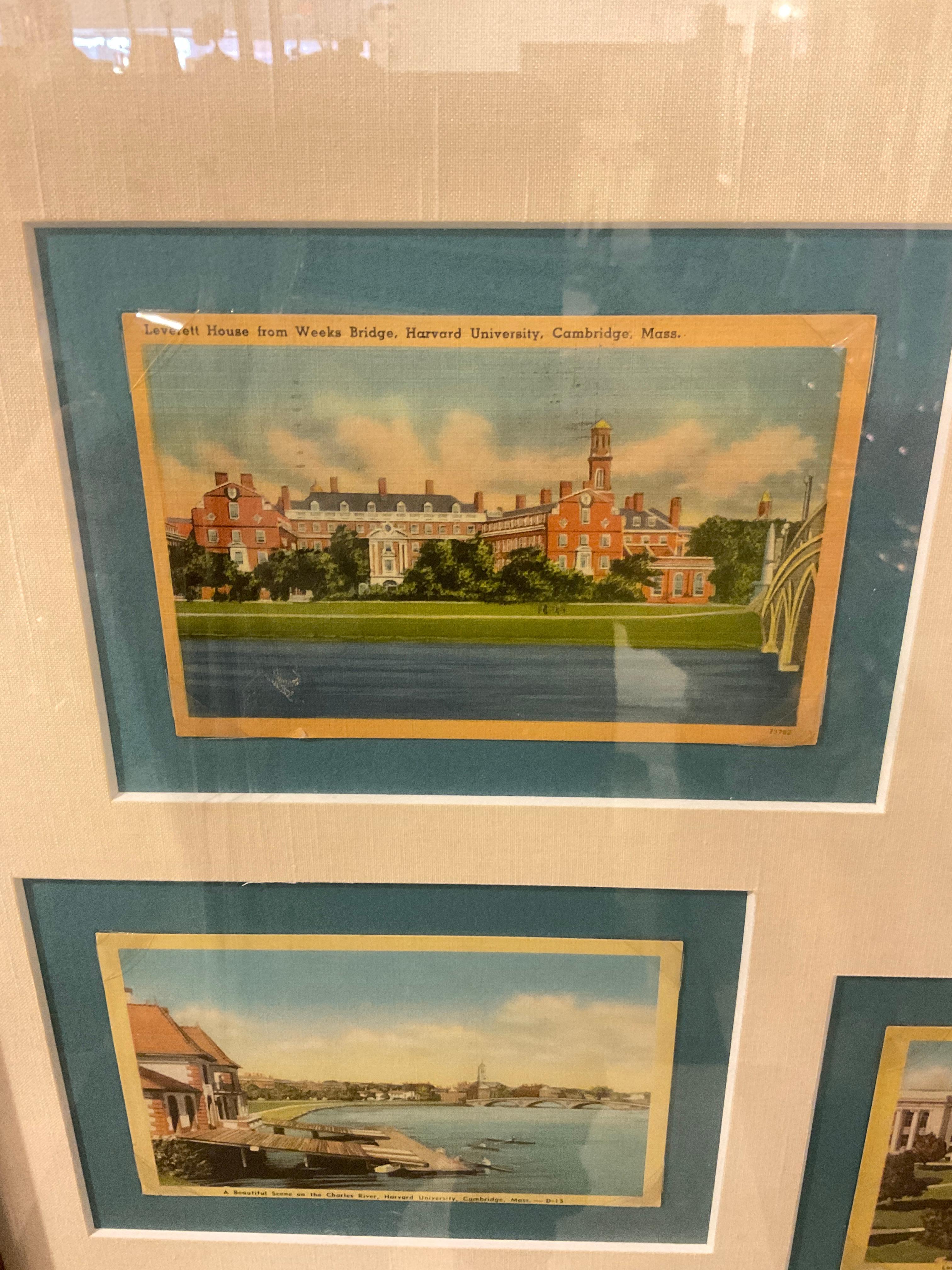 Early 20th Century 1920s Harvard Postcards Framed For Sale