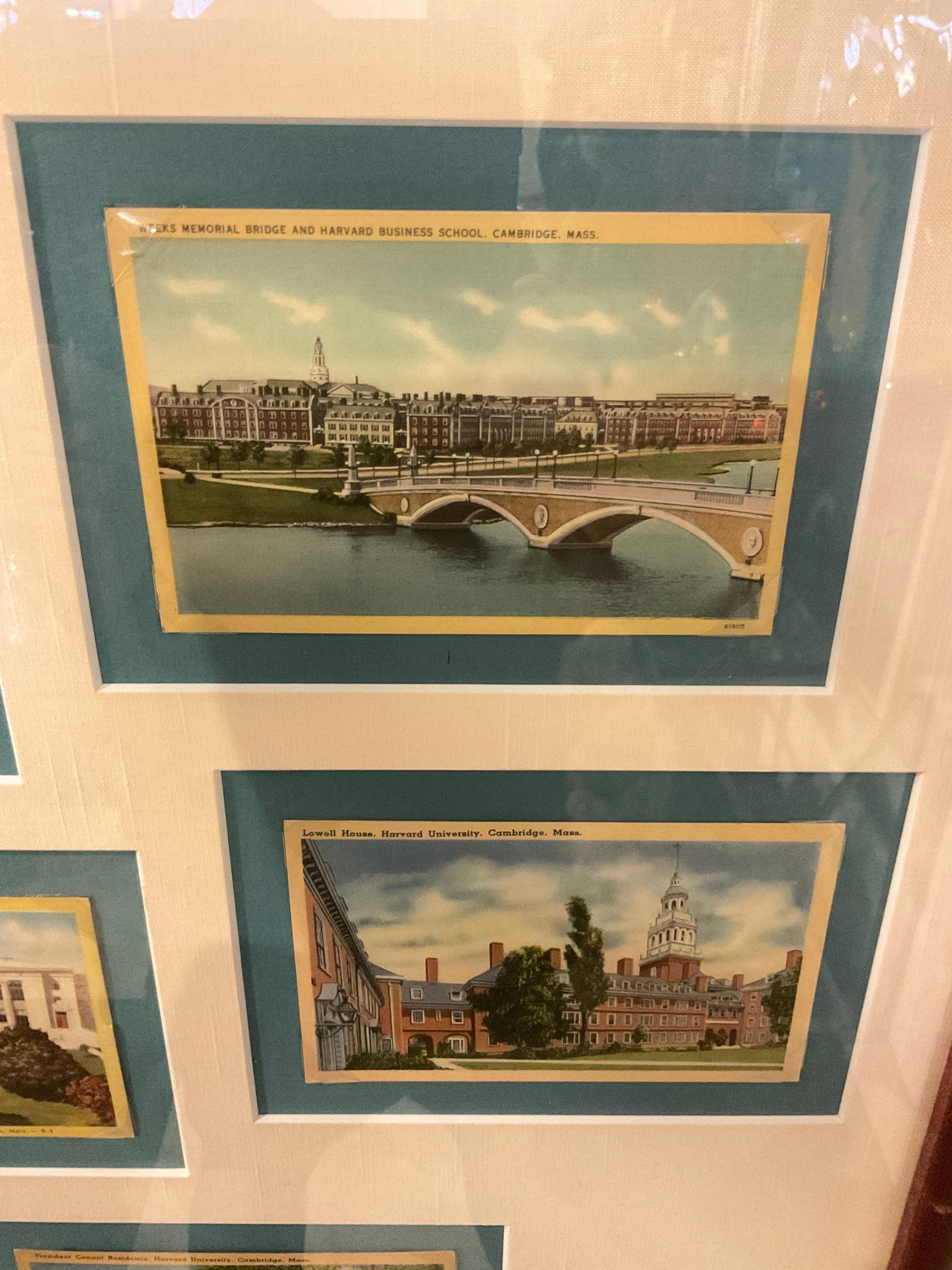 Postcards Harvard des années 1920 encadrées en vente 1