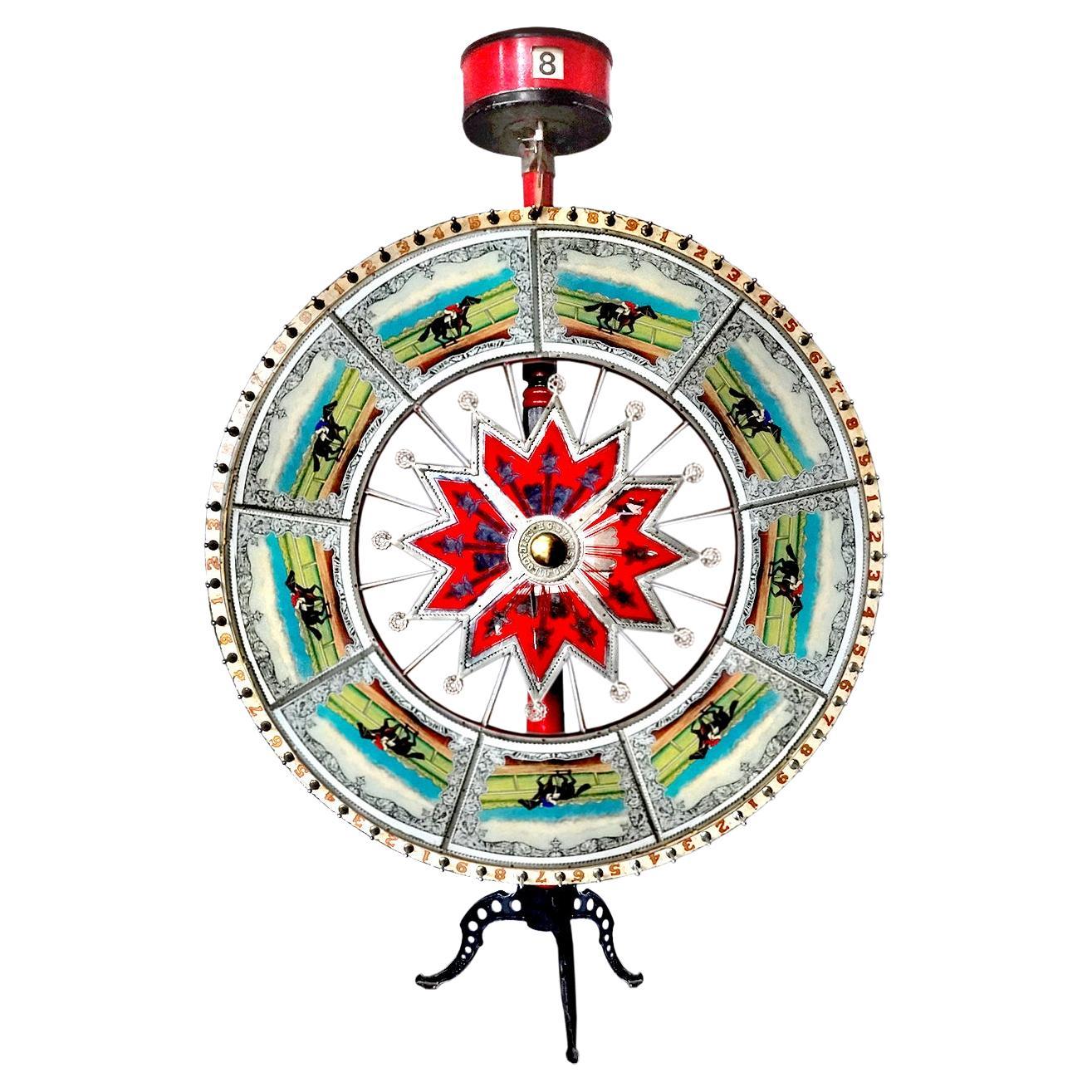 A.C. des années 1920. Evans Jumbo Horse Racing Wheel On Stand en vente