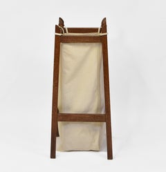 1920's Heals of London Oak & Canvas Laundry Basket