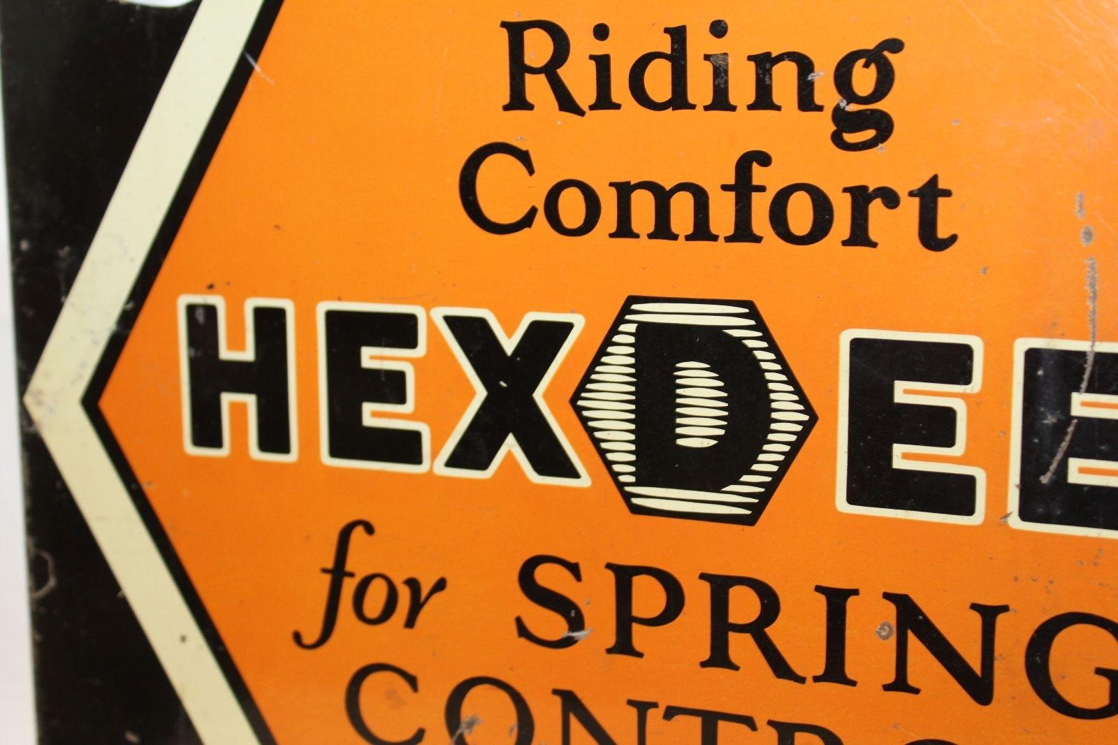 1920s HEXDEES Spring Control Vintage Double-Sided Tin Flange Sign For Sale 6