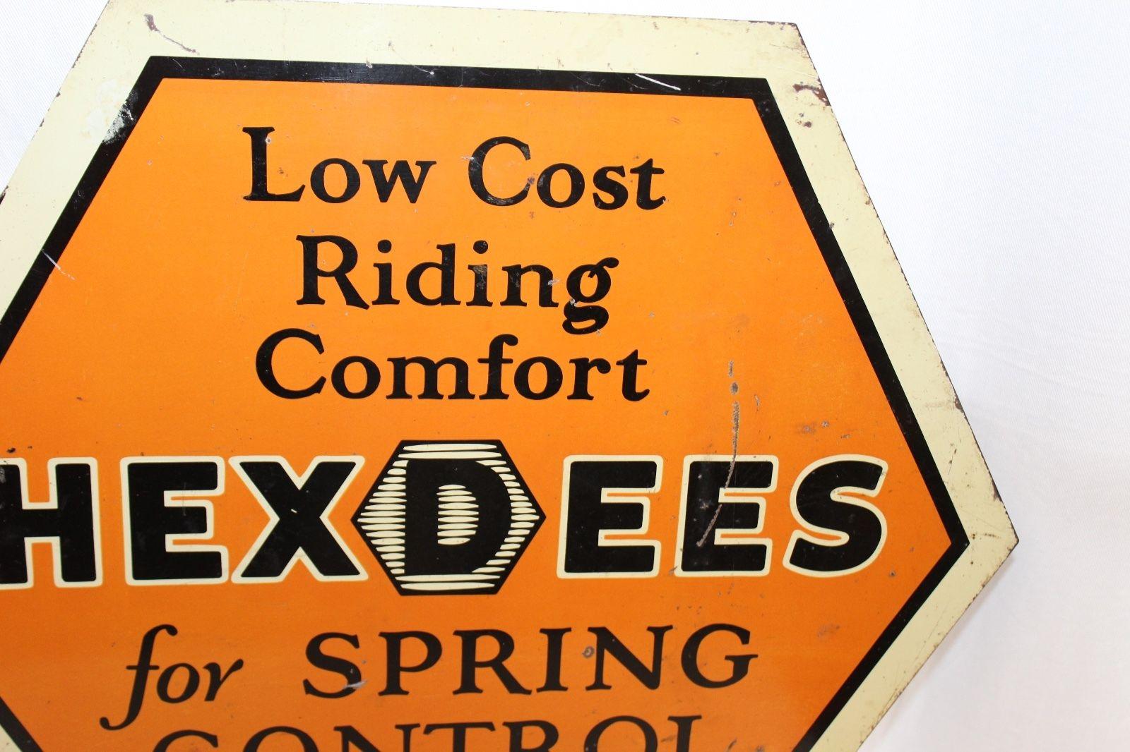 1920s HEXDEES Spring Control Vintage Double-Sided Tin Flange Sign For Sale 7