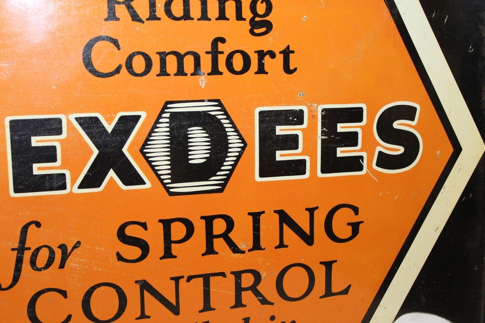 Early 20th Century 1920s HEXDEES Spring Control Vintage Double-Sided Tin Flange Sign For Sale