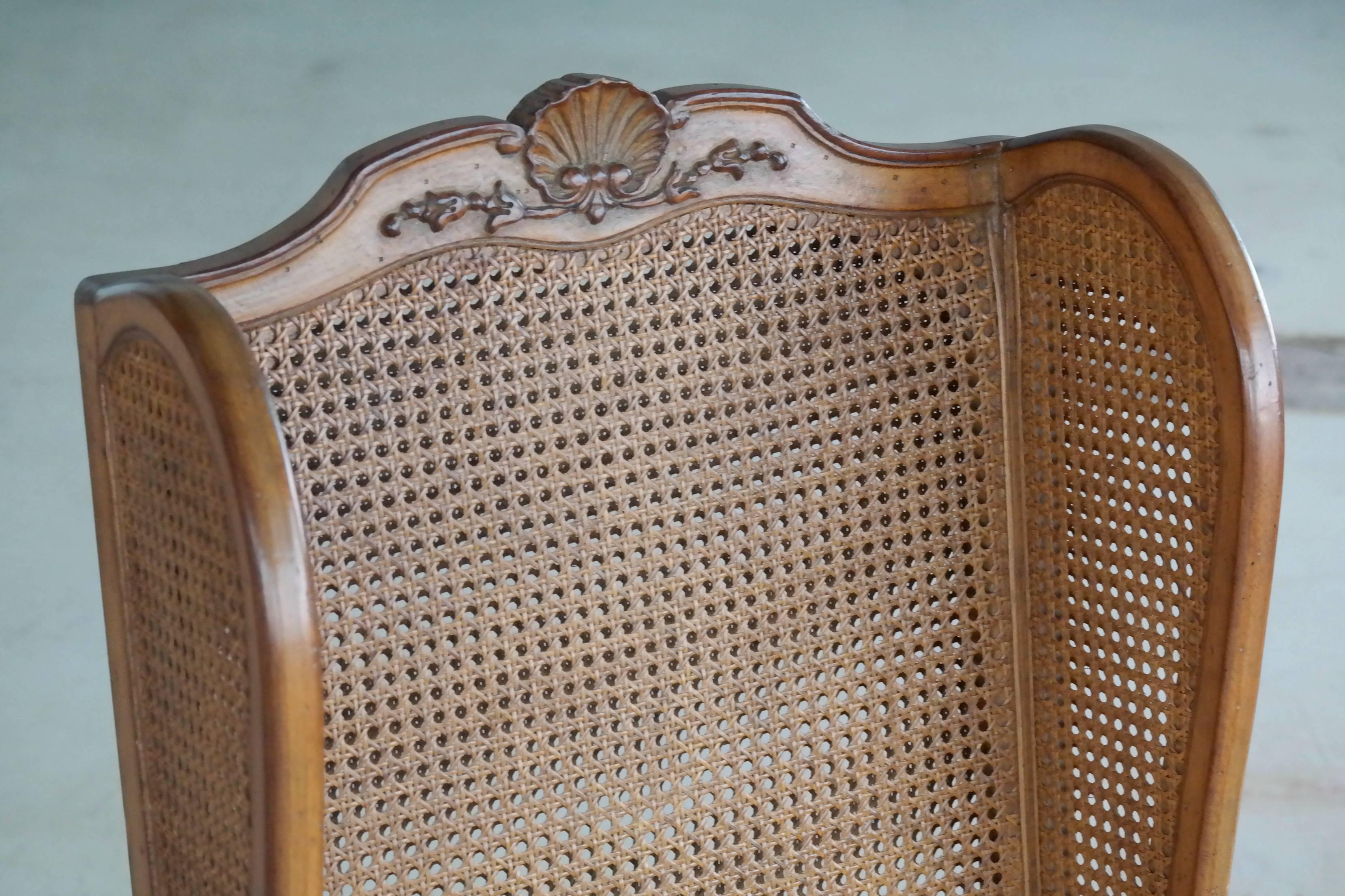 Early 20th Century 1920s Hollywood Regency Cane Wingback Chair