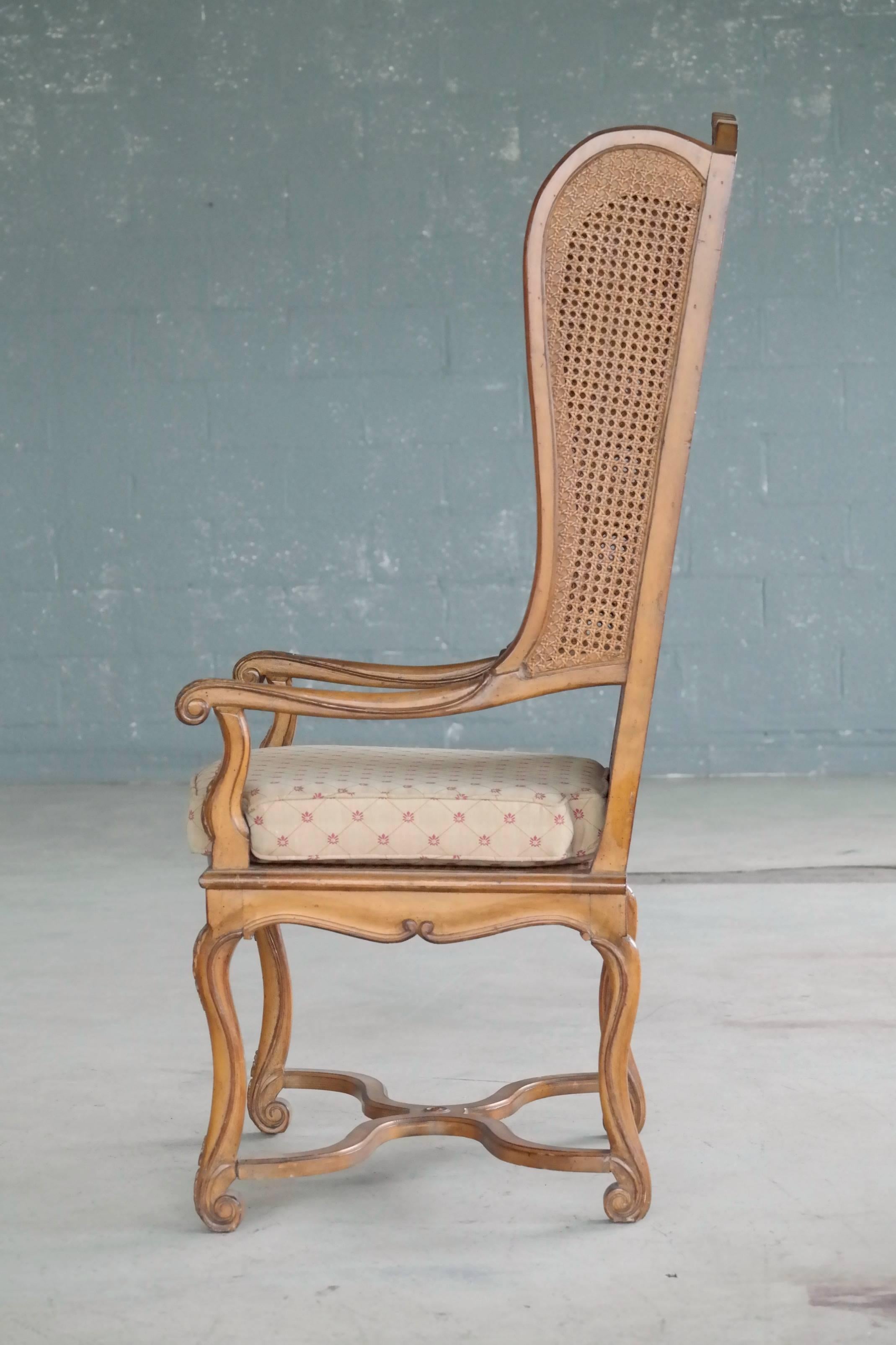 1920s Hollywood Regency Cane Wingback Chair 4
