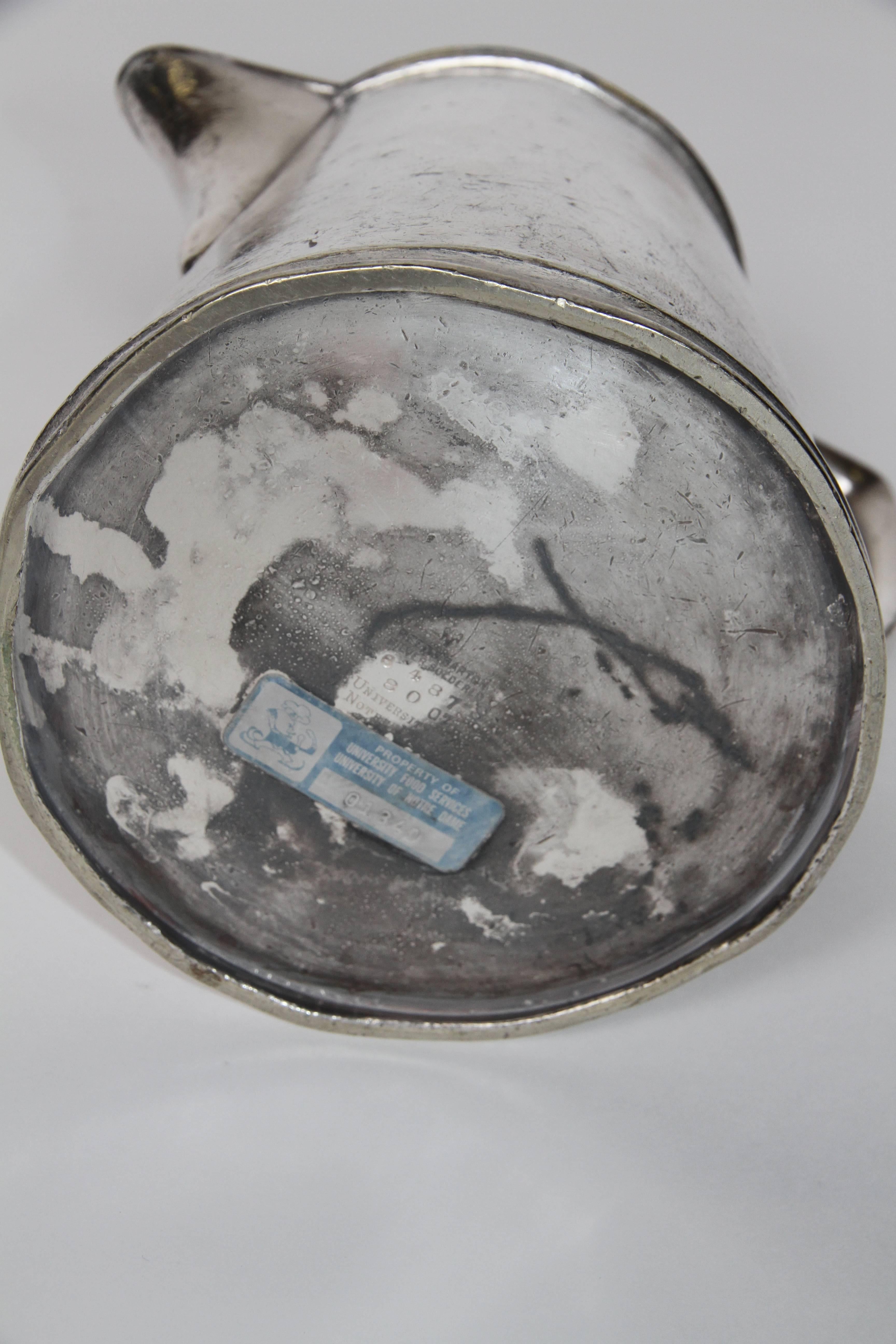 1920s Hotel Silver Pitcher, Reed and Barton for the University of Notre Dame 1