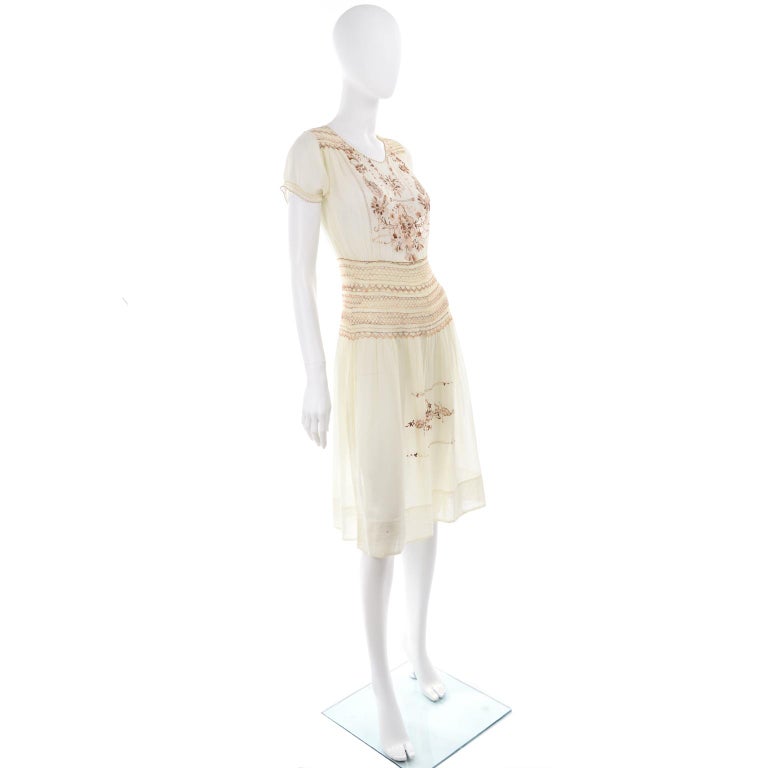 embroidered white mini dress Flower Embroidered Mini Dress - White 10 main image 0