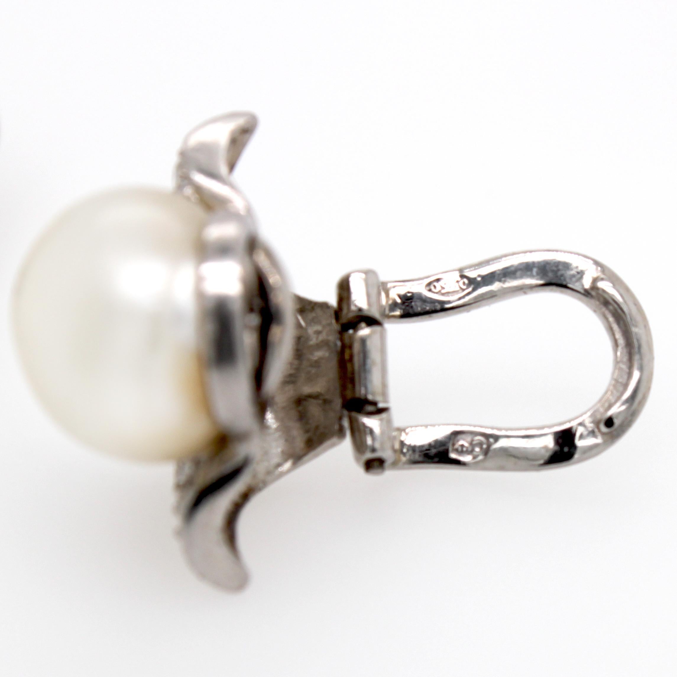 Ohrclips aus Platin mit natürlichen Perlen und Diamanten im Art-déco-Stil der 1920er Jahre im Angebot 4