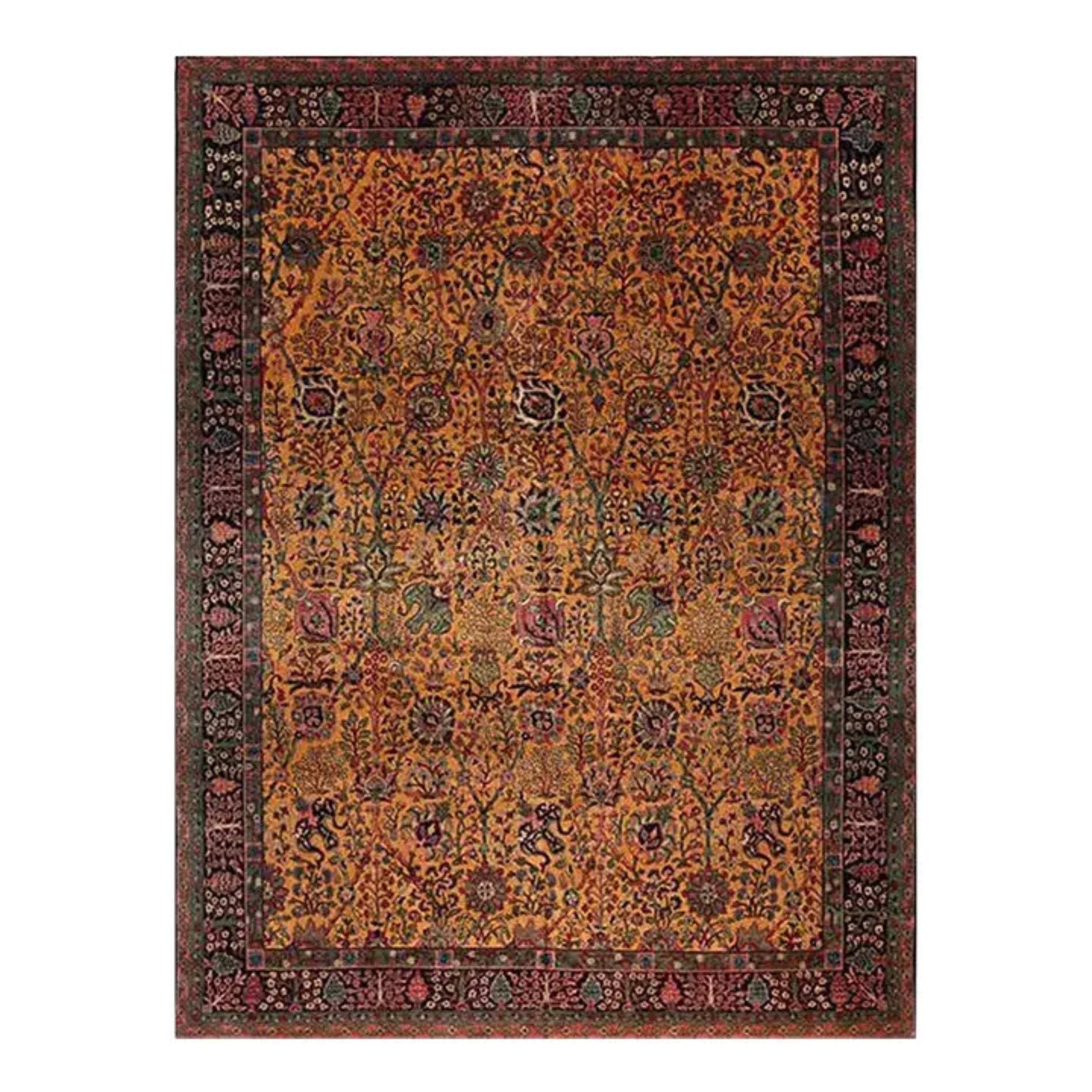 1920s Indian Agra Wool Area Rug, Hand-Knotted Floral Masterpiece Rug, 9′9″×12'9"