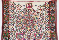 1920's Indian Gujarati Rabari Kutch Silk Embroidered Ethnic Textile with Mirror